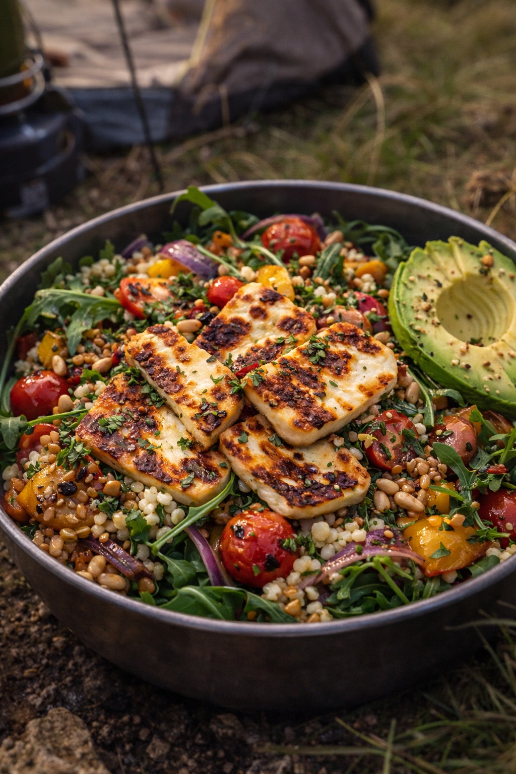 Wild Camping Halloumi Salad